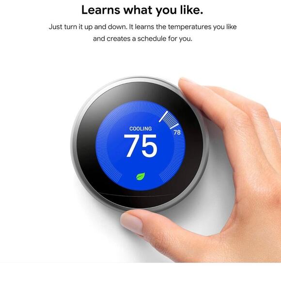 Google Nest Learning Programmable Smart Thermostat 3rd Gen Stainless Steel NEW - Picture 4 of 7